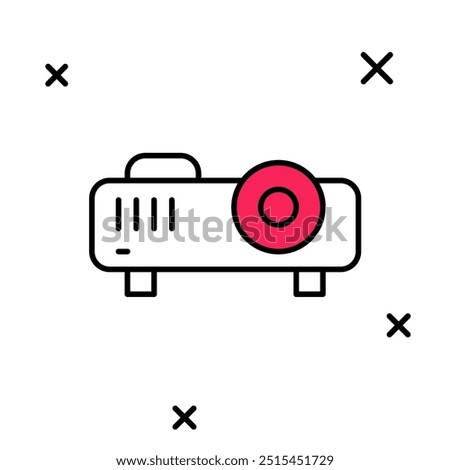 Filled outline Presentation, movie, film, media projector icon isolated on white background.  Vector