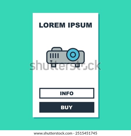 Filled outline Presentation, movie, film, media projector icon isolated on turquoise background.  Vector