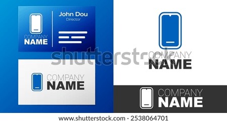 Logotype Smartphone, mobile phone icon isolated on white background. Logo design template element. Vector