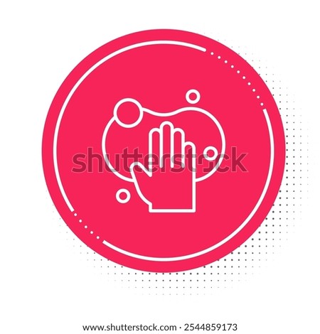 White line Sponge icon isolated on white background. Wisp of bast for washing dishes. Cleaning service logo. Red circle button. Vector