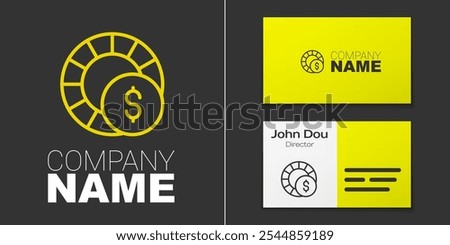 Logotype line Casino chips icon isolated on grey background. Casino gambling. Logo design template element. Vector