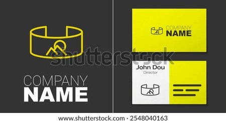 Logotype line 360 degree view icon isolated on grey background. Virtual reality. Angle 360 degree camera. Panorama photo. Logo design template element. Vector