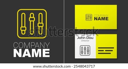 Logotype line Sound mixer controller icon isolated on grey background. Dj equipment slider buttons. Mixing console. Logo design template element. Vector