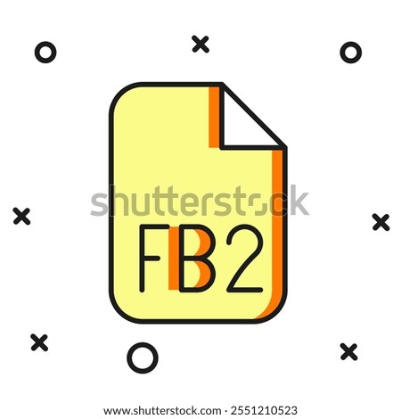 Filled outline FB2 File icon isolated on white background. Flat filled outline style with shadow. Vector