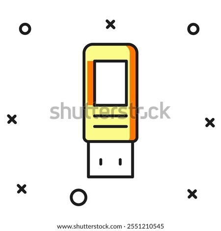 Filled outline USB flash drive icon isolated on white background. Flat filled outline style with shadow. Vector