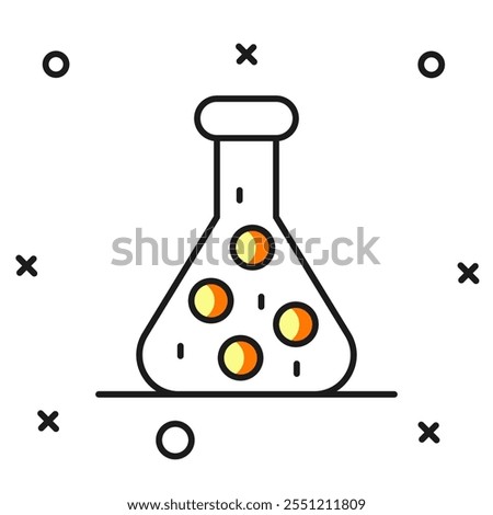 Filled outline Test tube and flask chemical laboratory test icon isolated on white background. Laboratory glassware sign. Flat filled outline style with shadow. Vector