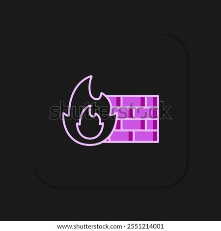 Filled outline Firewall, security wall icon isolated on black background. Flat filled outline style with shadow. Vector