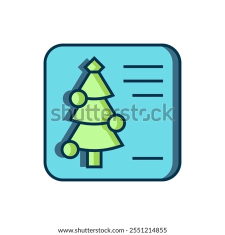 Filled outline Christmas postcard icon isolated on white background. Merry Christmas and Happy New Year. Flat filled outline style with shadow. Vector