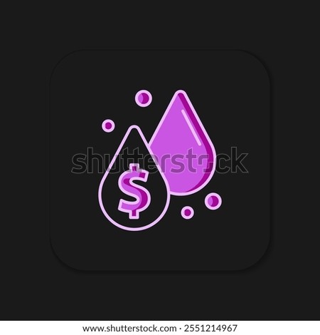 Filled outline Oil drop with dollar symbol icon isolated on black background. Oil price. Oil and petroleum industry. Flat filled outline style with shadow. Vector