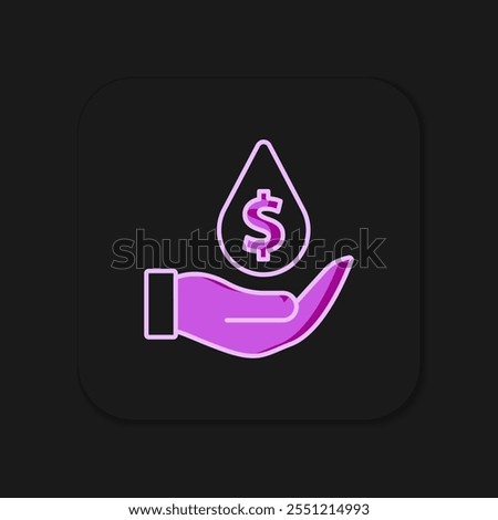 Filled outline Oil drop with dollar symbol icon isolated on black background. Oil price. Oil and petroleum industry. Flat filled outline style with shadow. Vector