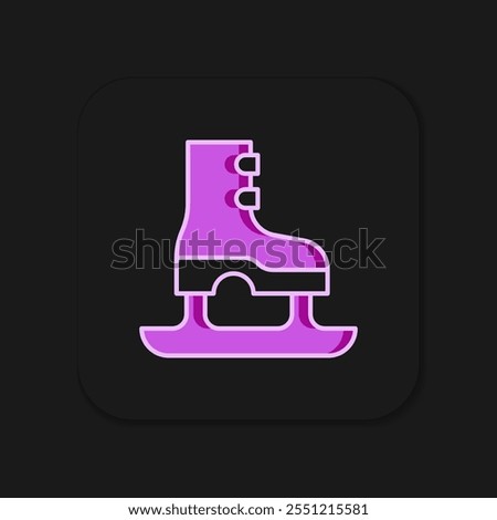 Filled outline Skates icon isolated on black background. Ice skate shoes icon. Sport boots with blades. Flat filled outline style with shadow. Vector