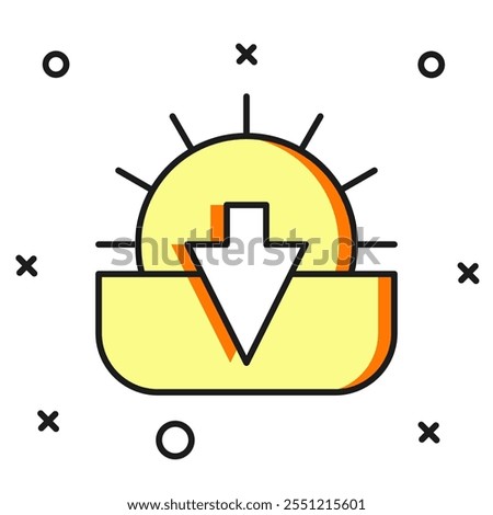 Filled outline Sunset icon isolated on white background. Flat filled outline style with shadow. Vector