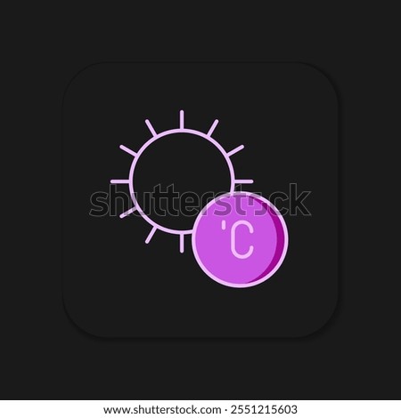 Filled outline Sun icon isolated on black background. Flat filled outline style with shadow. Vector