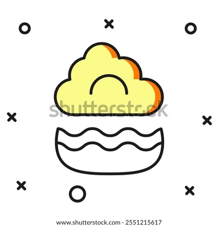 Filled outline Fog and cloud icon isolated on white background. Flat filled outline style with shadow. Vector