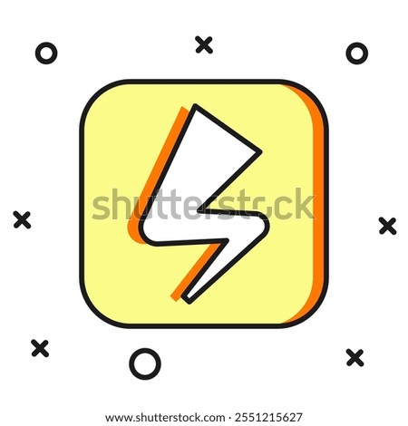 Filled outline Lightning bolt icon isolated on white background. Flash sign. Charge flash icon. Thunder bolt. Lighting strike. Flat filled outline style with shadow. Vector