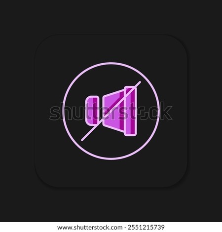 Filled outline Mute microphone icon isolated on black background. Microphone audio muted. Flat filled outline style with shadow. Vector