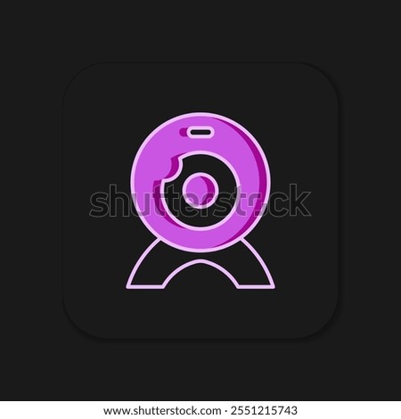 Filled outline Web camera icon isolated on black background. Chat camera. Webcam icon. Flat filled outline style with shadow. Vector