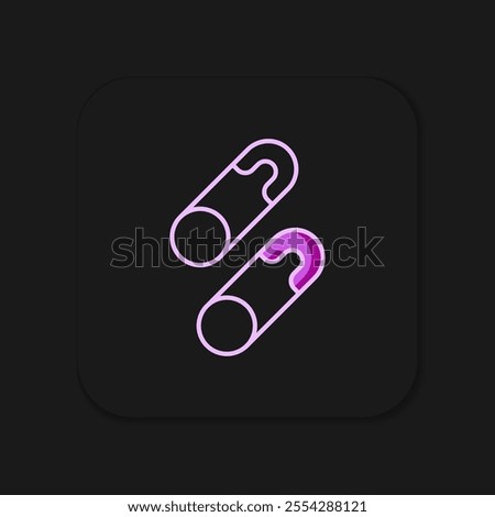 Filled outline Classic closed steel safety pin icon isolated on black background. Flat filled outline style with shadow. Vector