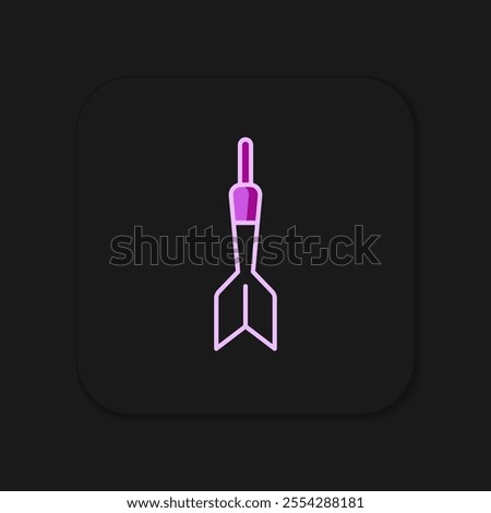 Filled outline Dart arrow icon isolated on black background. Flat filled outline style with shadow. Vector