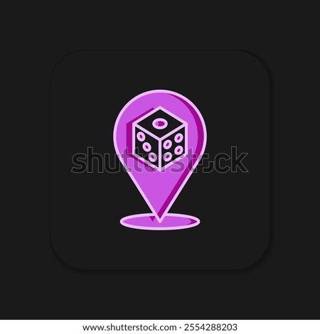 Filled outline Game dice icon isolated on black background. Casino gambling. Flat filled outline style with shadow. Vector