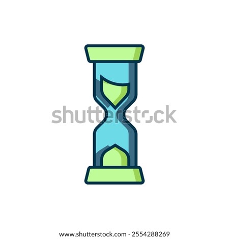 Filled outline Old hourglass with flowing sand icon isolated on white background. Sand clock sign. Business and time management concept. Flat filled outline style with shadow. Vector