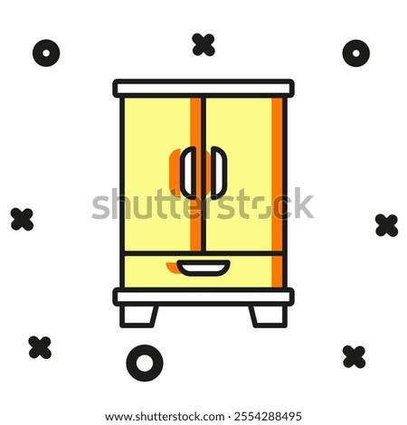 Filled outline Wardrobe icon isolated on white background. Cupboard sign. Flat filled outline style with shadow. Vector