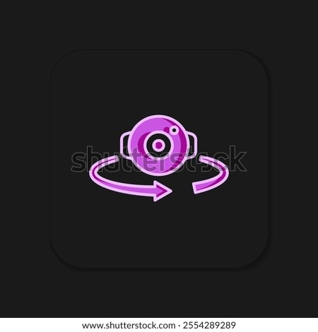 Filled outline 360 degree view icon isolated on black background. Virtual reality. Angle 360 degree camera. Panorama photo. Flat filled outline style with shadow. Vector