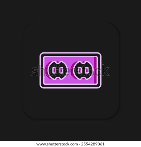 Filled outline Electrical outlet icon isolated on black background. Power socket. Rosette symbol. Flat filled outline style with shadow. Vector