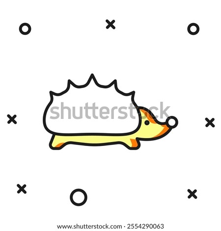 Filled outline Hedgehog icon isolated on white background. Animal symbol. Flat filled outline style with shadow. Vector