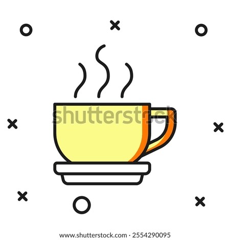 Filled outline Coffee cup icon isolated on white background. Tea cup. Hot drink coffee. Flat filled outline style with shadow. Vector