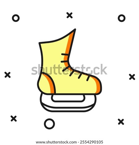 Filled outline Skates icon isolated on white background. Ice skate shoes icon. Sport boots with blades. Flat filled outline style with shadow. Vector