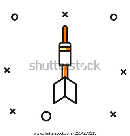 Filled outline Dart arrow icon isolated on white background. Flat filled outline style with shadow. Vector