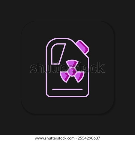 Filled outline Radioactive waste in barrel icon isolated on black background. Toxic refuse keg. Radioactive garbage emissions, environmental pollution. Flat filled outline style with shadow. Vector