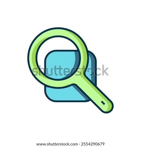 Filled outline Magnifying glass icon isolated on white background. Search, focus, zoom, business symbol. Flat filled outline style with shadow. Vector