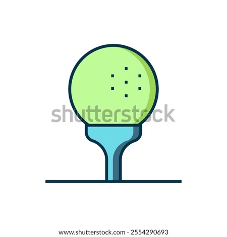 Filled outline Golf ball on tee icon isolated on white background. Flat filled outline style with shadow. Vector