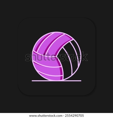 Filled outline Volleyball ball icon isolated on black background. Sport equipment. Flat filled outline style with shadow. Vector