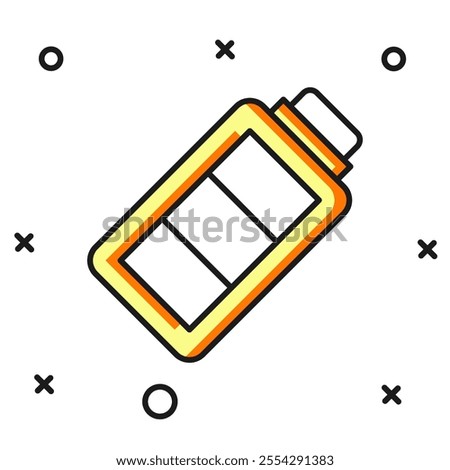 Filled outline Battery charge level indicator icon isolated on white background. Flat filled outline style with shadow. Vector