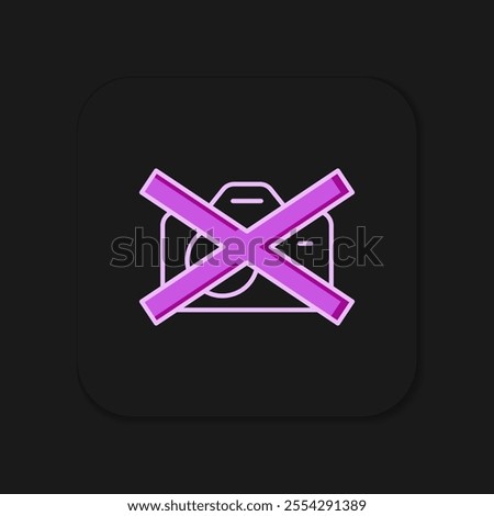 Filled outline Prohibition sign no video recording icon isolated on black background. Flat filled outline style with shadow. Vector