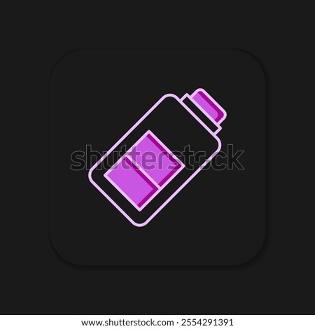 Filled outline Battery charge level indicator icon isolated on black background. Flat filled outline style with shadow. Vector