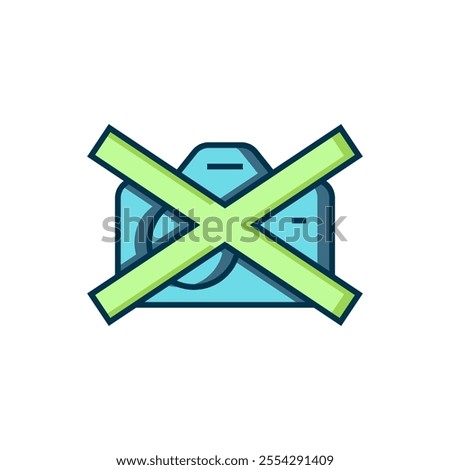 Filled outline Prohibition sign no video recording icon isolated on white background. Flat filled outline style with shadow. Vector