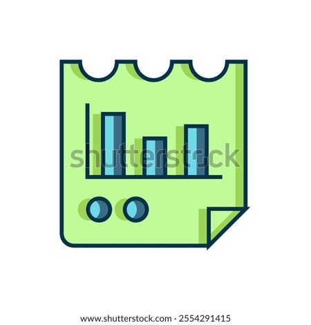 Filled outline Document with graph chart icon isolated on white background. Report text file icon. Accounting sign. Audit, analysis, planning. Flat filled outline style with shadow. Vector