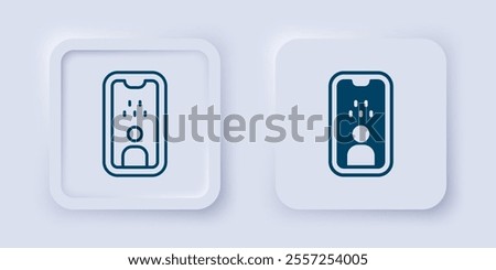 Filled and outline Taxi driver license icon isolated on grey background. Square button. Vector