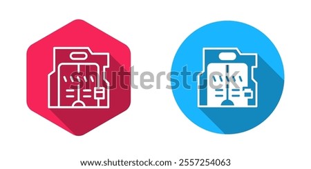 Filled and outline Futuristic sliding doors icon isolated with long shadow background.  Vector