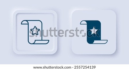 Filled and outline Paper check and financial check icon isolated on grey background. Paper print check, shop receipt or bill. Square button. Vector