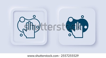 Filled and outline Sponge icon isolated on grey background. Wisp of bast for washing dishes. Cleaning service logo. Square button. Vector