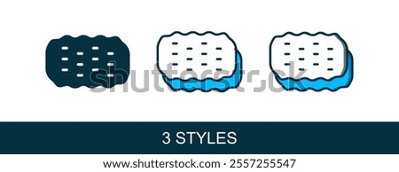 Filled outline Sponge icon isolated on white background. Wisp of bast for washing dishes. Cleaning service logo.  Vector