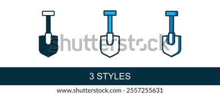 Filled outline Shovel icon isolated on white background. Gardening tool. Tool for horticulture, agriculture, farming.  Vector