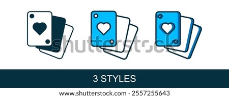 Filled outline Playing cards icon isolated on white background. Casino gambling.  Vector