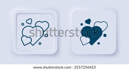 Filled and outline Heart icon isolated on grey background. Romantic symbol linked, join, passion and wedding. Happy Valentines day. Square button. Vector