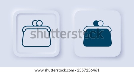 Filled and outline Handbag icon isolated on grey background. Female handbag sign. Glamour casual baggage symbol. Square button. Vector